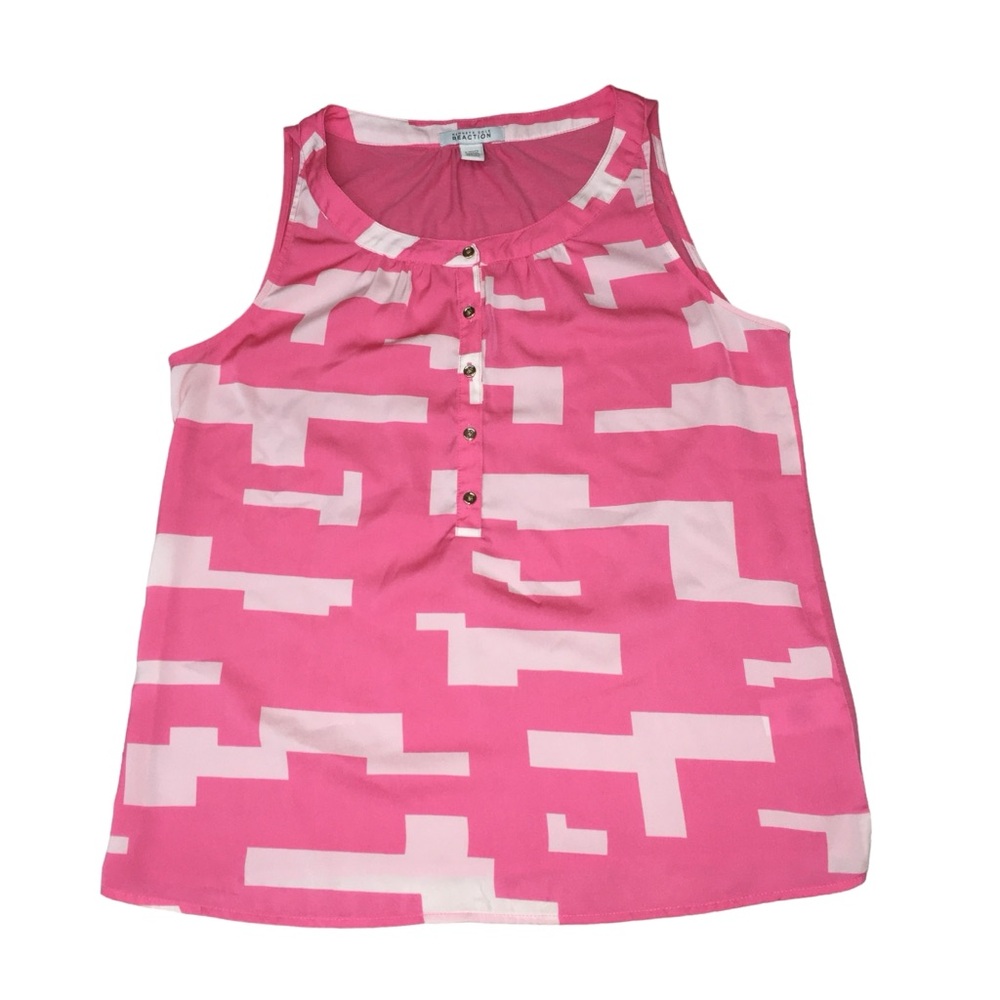 Kenneth Cole Reaction Pink Geometric Sleeveless Top Blouse - Women’s Large - Picture 5 of 10
